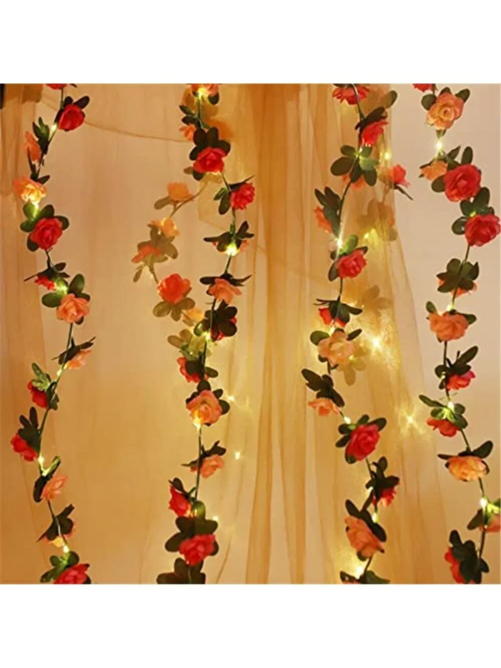 Rose Flower String Lights LED Fairy Garland Battery Operated Romantic Decor